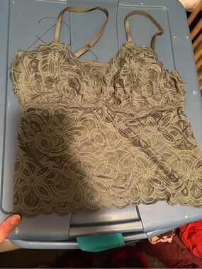 aerie Olive Lace Camisole Tank Top
